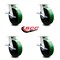 Service Caster 8 Inch Kingpinless Green Poly on Steel Wheel Swivel Caster Set with Brakes SCC SCC-KP30S820-PUR-GB-SLB-4 - alternate 2